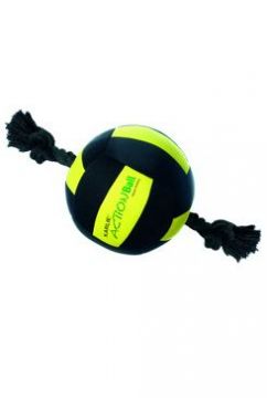 Hračka pes Míč neoprén s provaz. black/yel13cm KAR