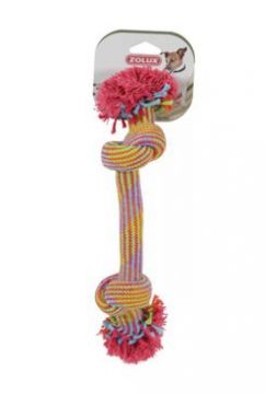 Hračka pes Přetahovadlo barevné 2 uzly 25cm