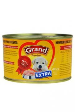 GRAND konz. štěně Extra kuř.kousky 405g
